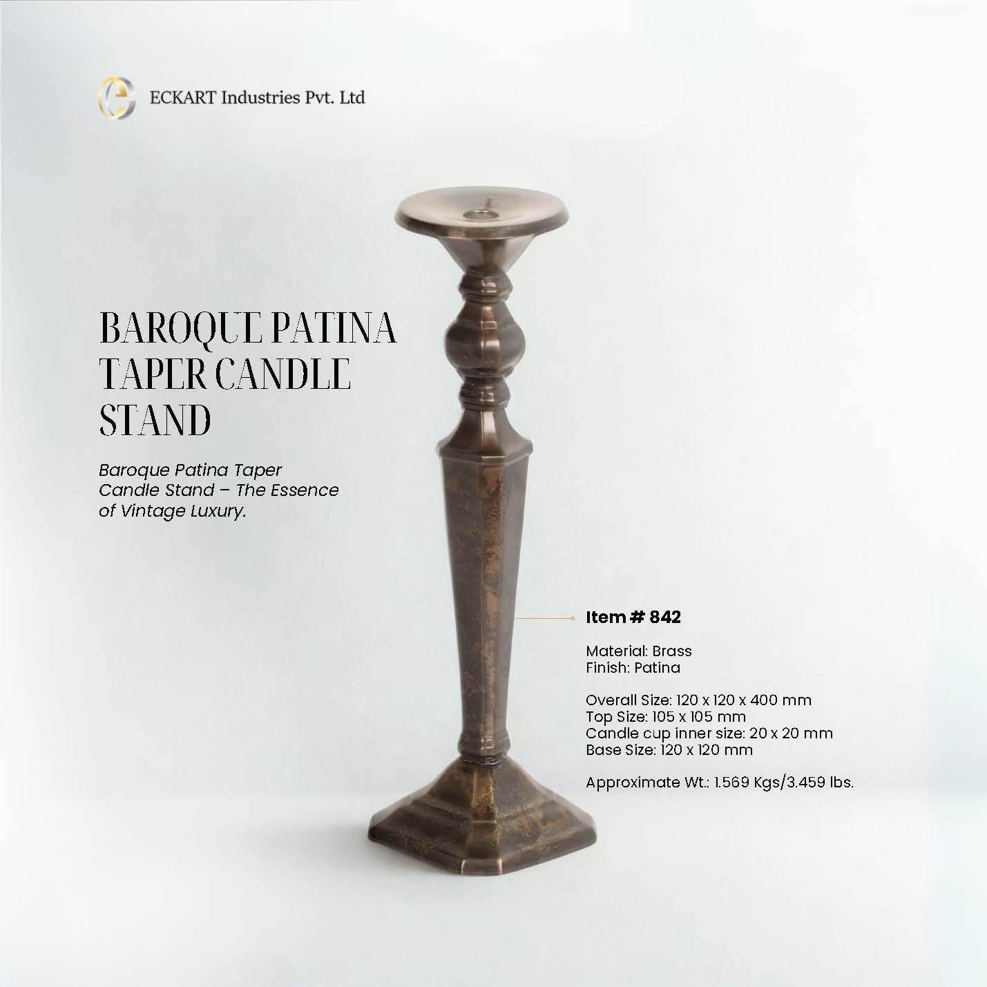 Baroque Patina Taper Candle Stand