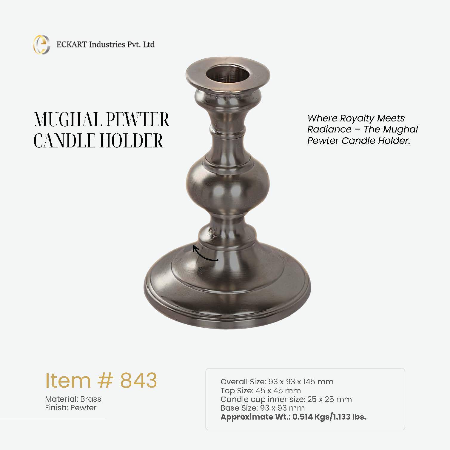 Mughal Pewter Candle Holder